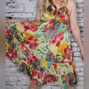 Lola P. Floral Print Midi Dress